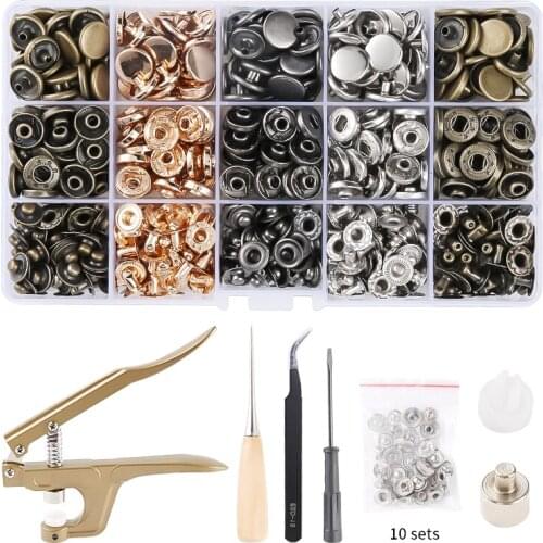 Snap Fasteners Kit for Leather 12.5mm Metal Button Snaps Press Studs with Pliers 14 Colors Leather Snaps for Clothes, Jeans,Bags