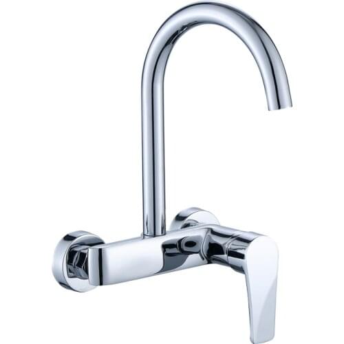 Wall Mounted Kitchen Faucet Single Handle Kitchen Mixer Taps Dual Holes Hot And Cold Water Tap 360 Degree Free Rotation