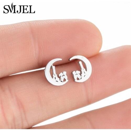 Stainless Steel Earrings KISS Lovely Boy and Girl Stud Earrings Jewelry Moon Landscape Earings Valentines Day Gifts