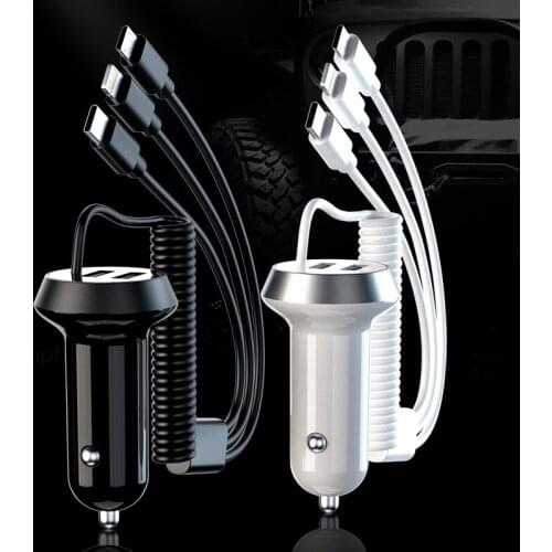2021 Latest 18W Car Charger Dual USB Three In One Fast Charge Cigarette Lighter Car Charger Car Supplies