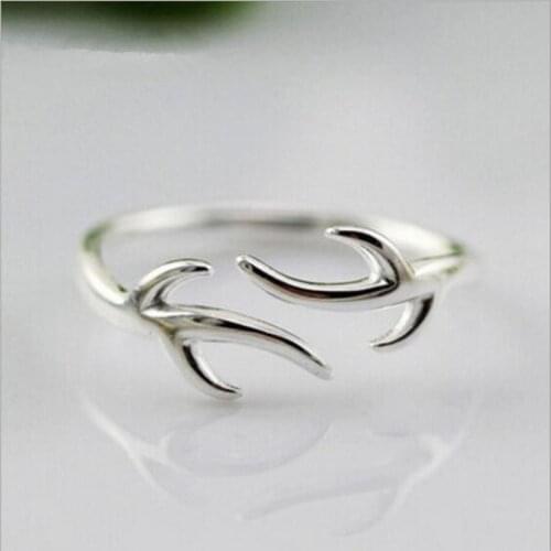 New Arrival Exquisite Glossy Christmas Snowflake Antler 925 Sterling Silver Jewelry Not Allergic Simple Opening Rings SR13