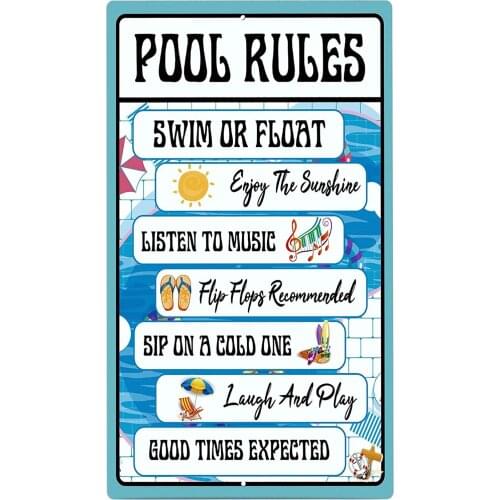 New Fashion Design Home Decorative Metal Swimming Pool Rules Signs Indoor/Outdoor Aluminum Metals Signs Decoration Accessories