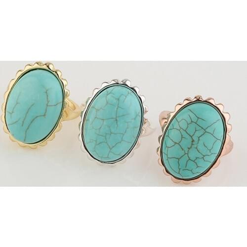Wholesale 10pc Super Valued Big Oval Stone Vintage Rings Blue stone Size 6.5 Charm Women Men Jewelry Free Shipping