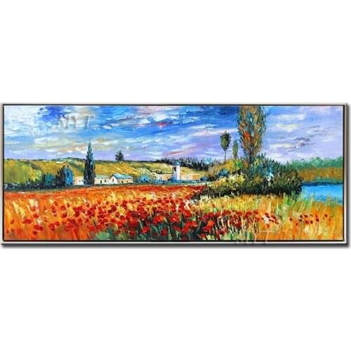 Lake Forest Flowers House Oil Painting 100% Handpainted Wall Art Home Decor Picture Modern Oil Painting On Canvas Unframe
