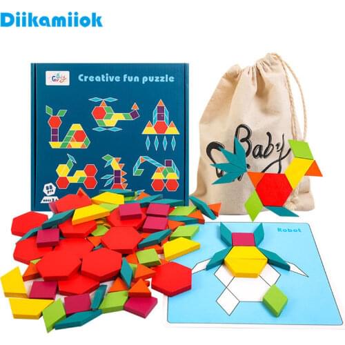 Variety Geometric Shapes 3D Jigsaw Puzzle Kids DIY Wood Toy Montessori Baby Educational Learning Wooden Toys for Children Game