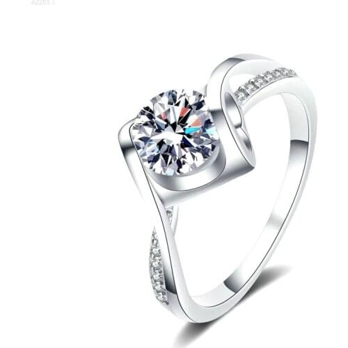 Luxury 925 Silver Carat Excellent Cut D Color Pass Diamond Test Mossanite Party Ring