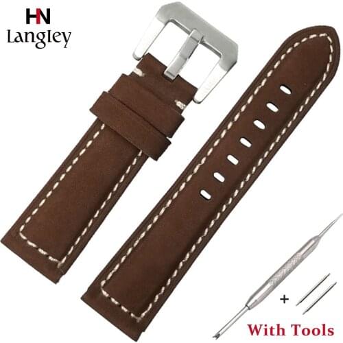 Handmade Waterproof Leather Watch Band For Men Women Wristwatch Straps Watches Accessories 22/24mm Soft Comfortable Bands