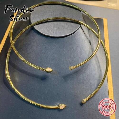 S925 Sterling Silver Jewelry 1:1 Copy, Choker Necklace Collar Statement Necklace Round Open Cuff Necklace Party Jewelry