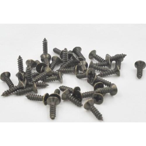 Lucky Bag Bronze Tone Fit Hinges Flat Round Head Phillips Self-Tapping Screws Fasteners M2*8mm,200PCs