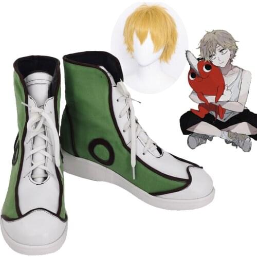 Chainsaw Man Denji Anime Cosplay Shoes Boots Denji Cosplay Golden Wig Hair For Halloween Carnival Accessories