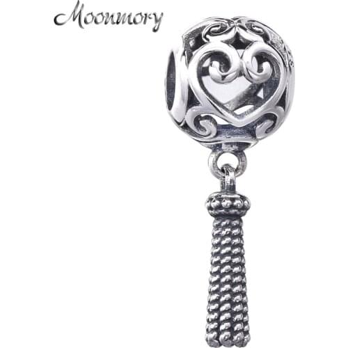 Moonmory 925 Sterling Silver Enchanted Heart Tassel Charms Chinese Lantern Heart Charms For Bracelet Asian Themed Bracelet