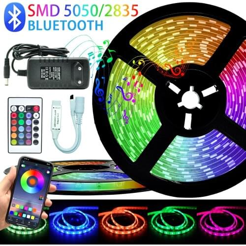 LED Strip Light RGB 5050 SMD 2835 Waterproof Flexible Ribbon Led Lights Strips RGB Tape Diode DC 12V Phone App Bluetooth Control