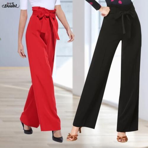 Doubl Brand adult women high waist Dance Pants Ballroom Dancing Pants Red Clothing Costume Summer spring social workout samba