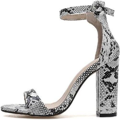 2020 Summer Women Sandals Thick High heels Shoes Fall Best Street Look Round Toe PU 10.5CM Buckle Strap Serpentine women shoes