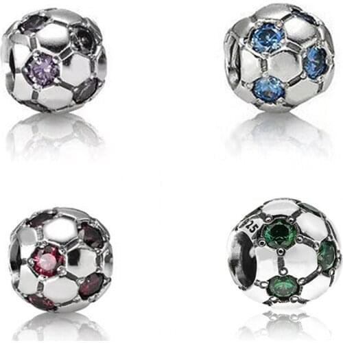 2020 New Fashion High Quality 100% S925 Sterling Silver Multicolor Football Charm Lady DIY Bracelet Fashion Luxury Jewelry
