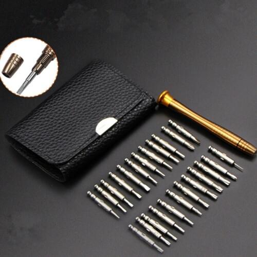 ZtDpLsd 25 In 1 Multi-function Case Bit Set Disassemble Repair Leather Sheath Manual Screwdriver Assembly Combination