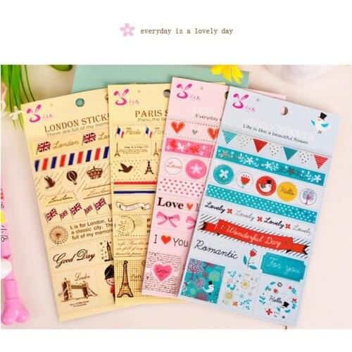 1 Sheet Silver Glitter London Paris Pink Decorative Stickers Diary Bullet Decoration