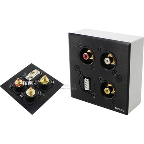1Pcs 86 wall multimedia information box panel notebook audio and video VGA AV RCA gold-plated base HiFi accessories