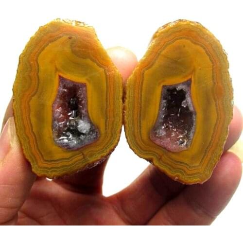 107g Pair of Unpolished Achat Agate Thunderegg Half Geode - crystals and stones healing Mineral specimen Home Decor x0491