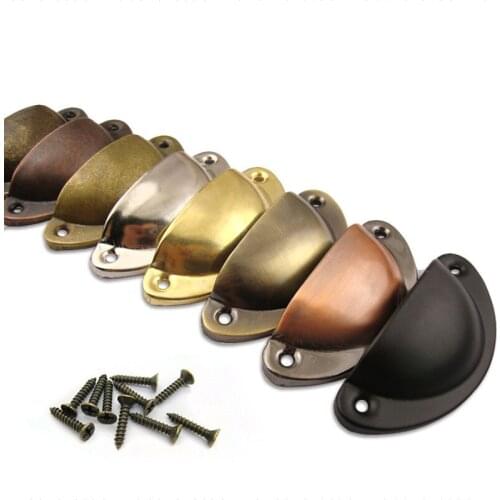 2PCS Retro Metal Kitchen Drawer Cabinet Door Handle And Furniture Knobs Handware Cupboard Antique Brass Shell Pull Handles