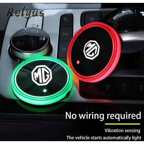 2Pcs Luminous Car Led Cup Coaster Non-slip Mat Automobile Atmosphere Light For MG MG6 ZS HS GS 5 Gundam 350 Parts TF GT 6