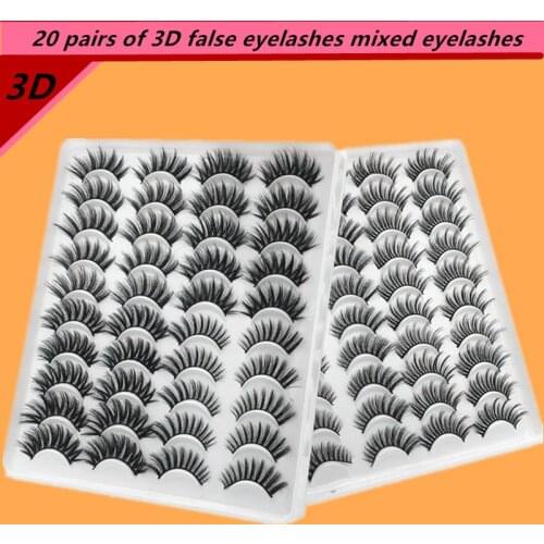 20 pairs makeup false eyelashes 15-20mm natural 3D false eyelashes natural soft mink false eyelashes tool free shipping