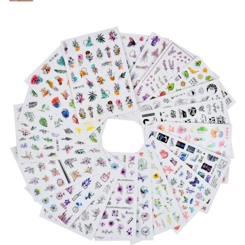 3600 Designs Nail Stickers Set Mixed Floral Geometric Nail Art Water Transfer Decals Sliders Flower Leaves Manicures Decoration