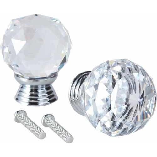 4PCS 40mm Diamond Crystal Glass Gold Knobs Cupboard Drawer Pull Kitchen Cabinet Door Wardrobe Handles Hardware