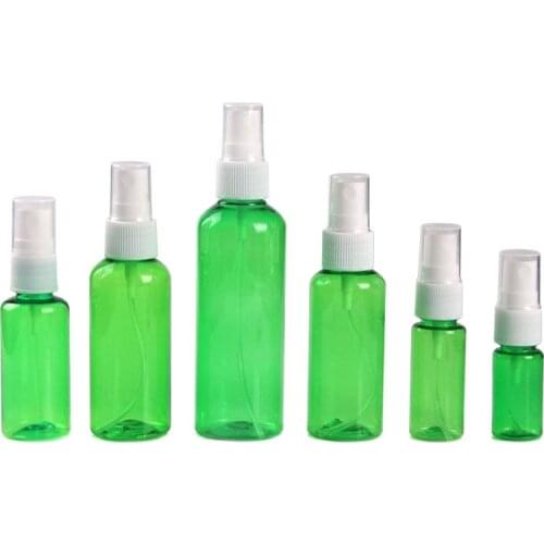 50 pcs Cosmetic Container Plastic Green Mist Spray Bottle 6 Specifications Makeup Atomizer Sample Toner Spray Refillable Bottle