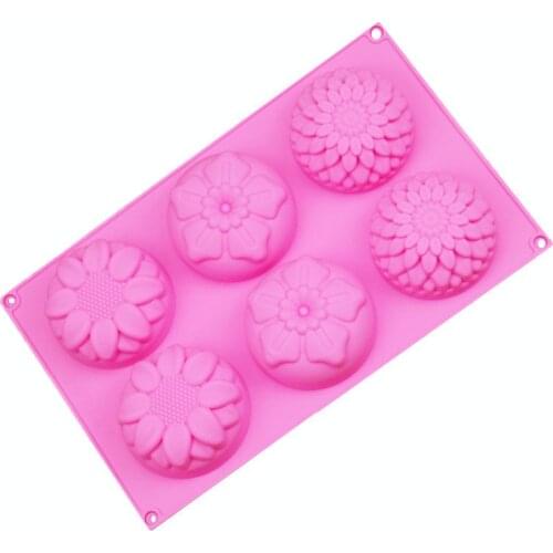 6 Sunflower Daisy Silicone Molds Soft Pottery Handmade Soap Molds DIY Handmade Mooncake Silicone Molds