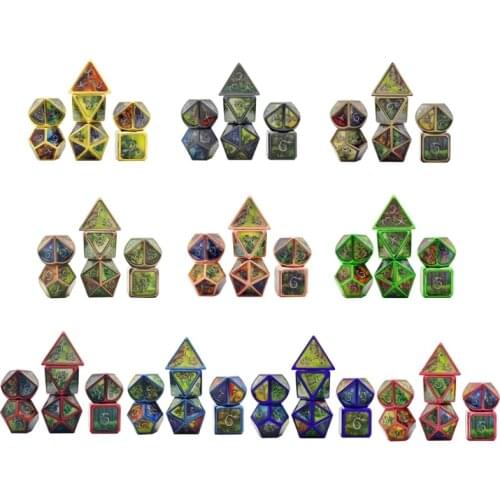 7pcs Deluxe Metal Dice Polyhedral Board Game Dice Set for Friends Party RPG MTG D4 D6 D8 D10 D12 D20