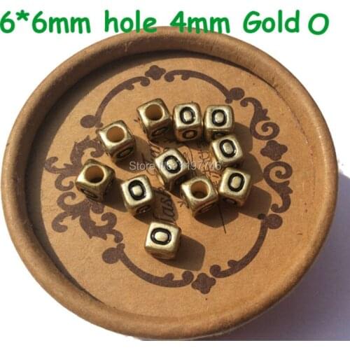 Acrylic Letter Beads Gold Black Plastic Square Cube Alphabet Bead 4mm Big Hole Jewelry Makign diy Bracelet For Women 6mm 2600pcs