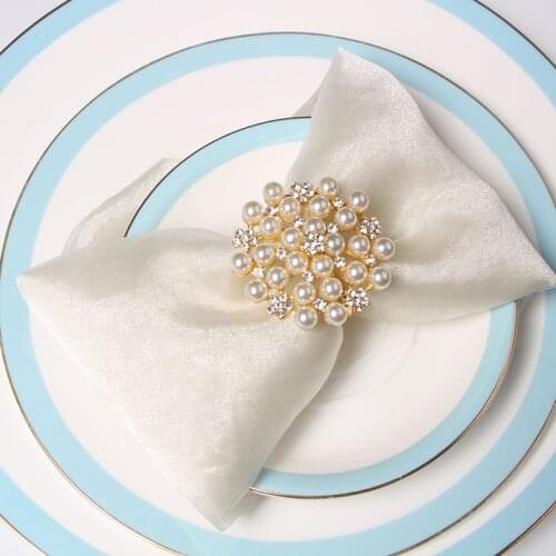 White pearl napkin ring beaded wedding napkin ring whole sake napkin ring