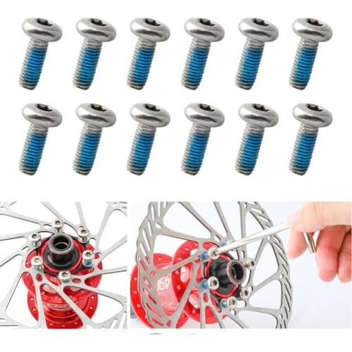 12Pcs Bike Bicycle T25 Brake Disc M5 Rotor Mounting Bolts Screw Cycling Parts Bicycle Accessories Replacement Parts
