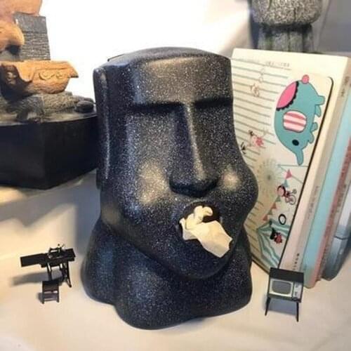 Moai Stone Portrait Tissue Box Creative Nordic Dining Table Living Room Tissue Paper Personality Funny Easter Island Moai Paper