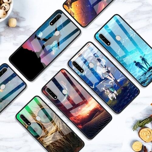 Case For OPPO A8 Back Phone Cover Black TPU Silicone Bumper With Tempered Glass