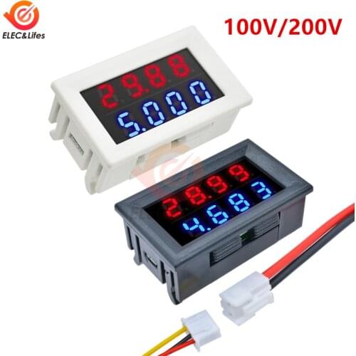 DC 0-100V 0-200V 10A Digital Voltmeter Ammeter Car Motorcycle Voltage Current Meter Detector dual Led display Volt Monitor Panel