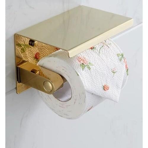 Stainless Steel Toilet Paper Holder with phone shelf bathroom toilet roll paper holder Bathroom Accessories simple design