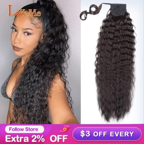 Long Curly Ponytail Hair Synthetic Wrap Around Ponytail Clip in Hairpiece Curly Wave Ponytail For Women Free Shipping