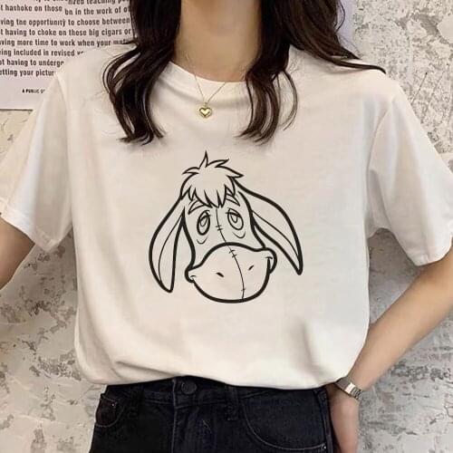 Disney Tshirt Women T-shirt Eeyore Print Kawaii Plussize Cartoon White Tops For Girls 90s Clothes Female Dropship Tee Shirt