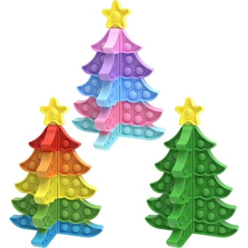 3D Stitchable Christmas Tree Fidget Toy Silicone Push Bubble Fingertip Toys Anti-Stress Set Adults Stress Reliever Sensory Toys