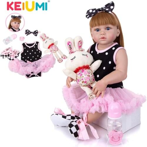 KEIUMI Toddler New 23 Inch Silicone Reborn Baby Doll Full Silicone Body So Truly Reborn Bebe Toys For Children Birthday Gifts