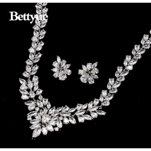 Bettyue Brand Fashion Luxury AAA Cubic Zircon White Gold Color Wholesale Hot Sale Jewelry Sets For Woman Wedding Party Gifts