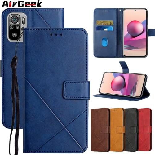 Geometric Leather Wallet Case for Redmi Note 10 Note 9 8 Card Pocket Magnetic Buckle Flip Cover for Redmi 9A 9C 9T 9 8 7 Fundas