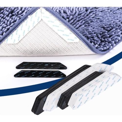 Reusable 8Pcs Carpet Grippers Double Sided Waterproof Silicone Anti-curling Rug Tapes Supplies for Home Tape gripper Corners Pad