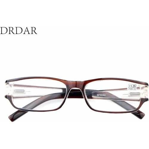 DRDAR Men Reading mirror 9064 Womens Reading Glasses black square shape Plastic Comfortable Anti-fatigue Eyewear Brown / black
