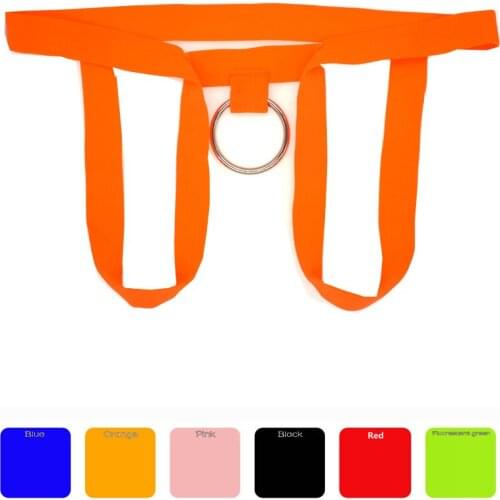 Gay men underwear 2019 sexy hot Mens Crotchless Thongs G-String Metal Ring Elastic Panties jockstrap gay underwear