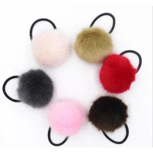 6cm Soft Furry Hair Ties Ball Rope Women Girls Pompon Hair Holder Band Ring Hair Holder Hair Accesories