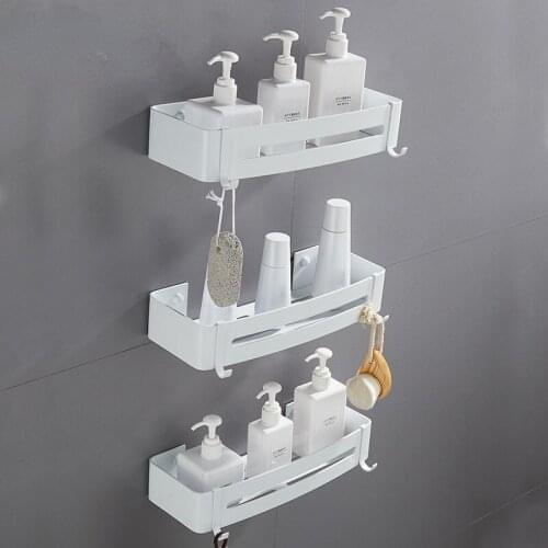 Wall Mounted White Aluminum Bathroom Soap Dish Bath Shower Shelf Bath Shampoo Holder Basket Holder Corner Shelf Wall Shelf