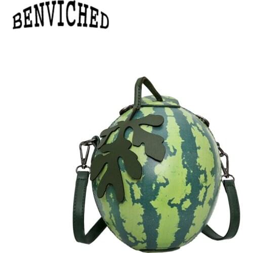 BENVICHED 2021 tide new female package printing watermelon bag wild small round bag fashion shoulder Messenger bag R391